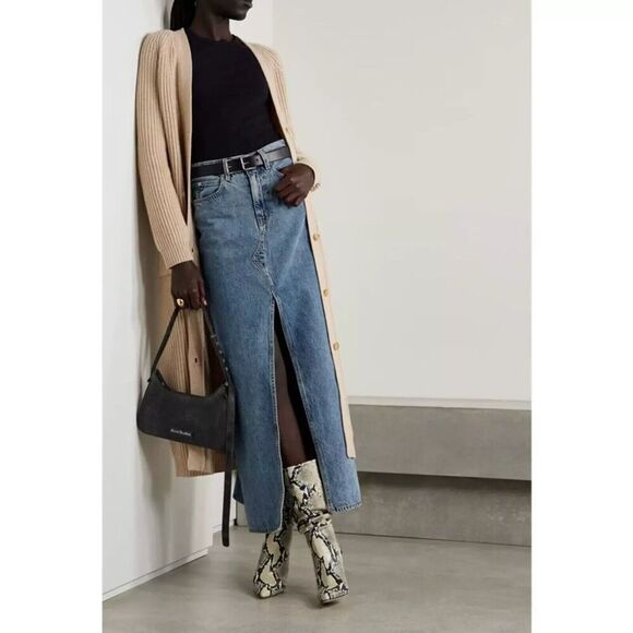 NEW SLVRLAKE Dallas Skirt Maxi Denim Hard Times Size 27 - Picture 1 of 6